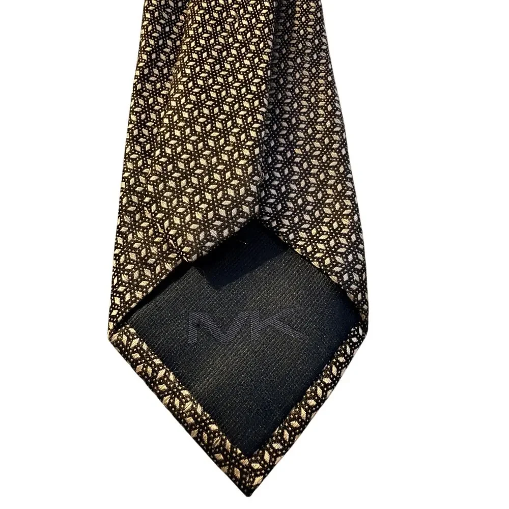 Michael Kors Black White‎ Geometric Silk Tie Mens Designer Necktie
